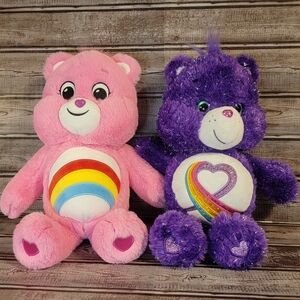 2 Care Bears - 2017's Limited Edition Rainbow Heart Bear & 2020's Cheer Bear